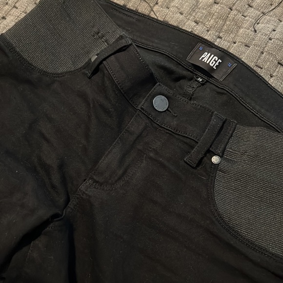 PAIGE Verdugo Skinny Maternity Jeans in Black Shadow - Picture 3 of 4